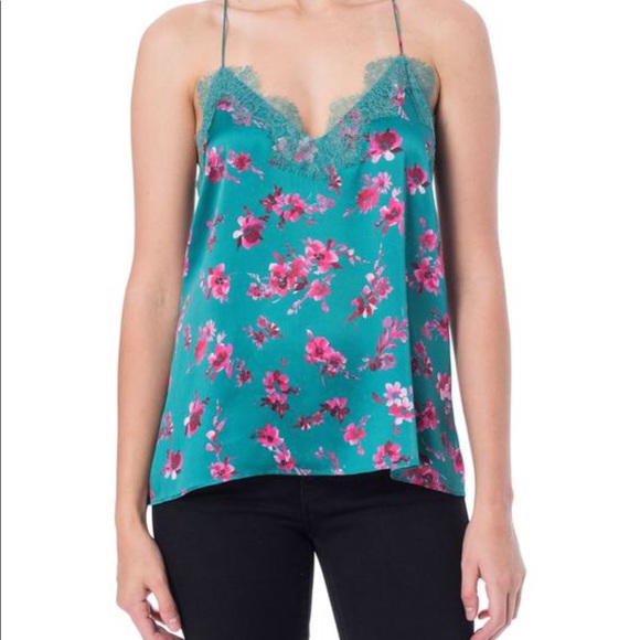 Cami NYC Tops - BNWT Cami NYC Floral Lace Racer Charmeuse Cami XS